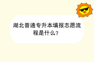 湖北普通專升本填報志愿流程是什么？