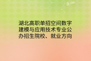 湖北高職單招空間數(shù)字建模與應用技術專業(yè)公辦招生院校、就業(yè)方向