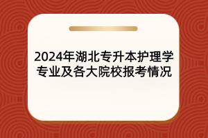 2024年湖北專升本護(hù)理學(xué)專業(yè)及院校報(bào)考情況