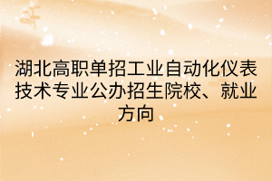 湖北高職單招工業(yè)自動化儀表技術專業(yè)公辦招生院校、就業(yè)方向