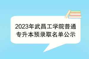 2023年武昌工學(xué)院普通專升本預(yù)錄取名單公示