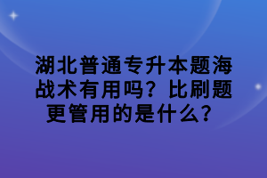 湖北普通專升本題海戰(zhàn)術(shù)有用嗎？比刷題更管用的是什么？