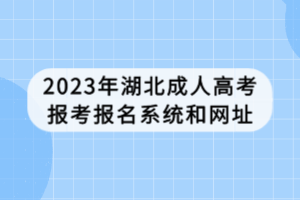 2023年湖北成人高考報考報名系統(tǒng)和網(wǎng)址