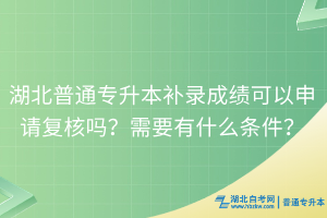 湖北普通專升本補(bǔ)錄成績可以申請復(fù)核嗎？需要有什么條件？