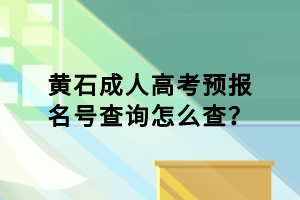 黃石成人高考預(yù)報名號查詢怎么查？