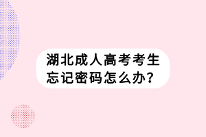 湖北成人高考考生忘記密碼怎么辦？