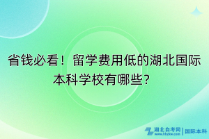 省錢必看！留學(xué)費(fèi)用低的湖北國際本科學(xué)校有哪些？