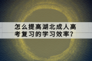 怎么提高湖北成人高考復(fù)習(xí)的學(xué)習(xí)效率？