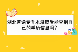2024年湖北普通專升本錄取后能查到自己的學(xué)歷信息嗎？查詢流程有嗎？
