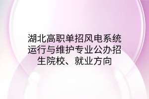 湖北高職單招風電系統(tǒng)運行與維護專業(yè)公辦招生院校、就業(yè)方向