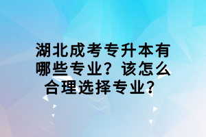 湖北成考專升本有哪些專業(yè)？該怎么合理選擇專業(yè)？