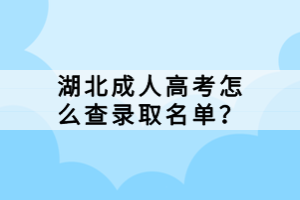 湖北成人高考怎么查錄取名單？