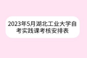 2023年5月湖北工業(yè)大學(xué)自考實(shí)踐課考核安排表