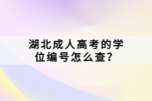 湖北成人高考的學(xué)位編號(hào)怎么查？