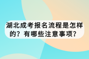 湖北成考報名流程是怎樣的？有哪些注意事項？