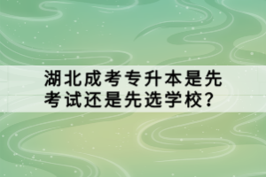 湖北成考專升本是先考試還是先選學(xué)校？