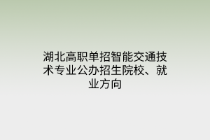 湖北高職單招智能交通技術專業(yè)公辦招生院校、就業(yè)方向