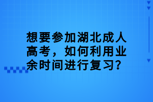 想要參加湖北成人高考，如何利用業(yè)余時(shí)間進(jìn)行復(fù)習(xí)？