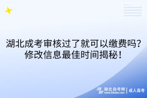 湖北成考審核過了就可以繳費嗎？修改信息最佳時間揭秘！