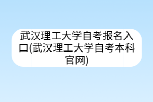 武漢理工大學(xué)自考報(bào)名入口(武漢理工大學(xué)自考本科官網(wǎng))