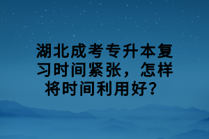 湖北成考專升本復習時間緊張，怎樣將時間利用好？