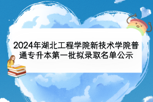 2024年湖北工程學(xué)院新技術(shù)學(xué)院普通專升本第一批擬錄取名單公示