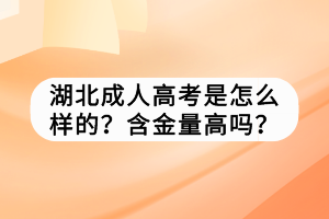 湖北成人高考是怎么樣的？含金量高嗎？