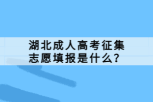 湖北成人高考征集志愿填報(bào)是什么？