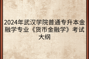 2024年武漢學(xué)院普通專升本金融學(xué)專業(yè)《貨幣金融學(xué)》考試大綱