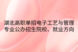 湖北高職單招電子工藝與管理專業(yè)公辦招生院校、就業(yè)方向