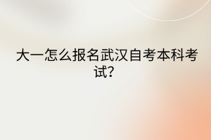 大一怎么報名武漢自考本科考試？