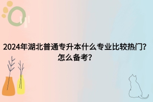 2024年湖北普通專升本什么專業(yè)比較熱門？怎么備考？