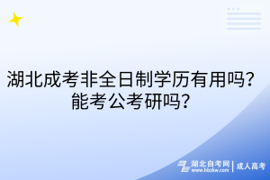 湖北成考非全日制學歷有用嗎？能考公考研嗎？