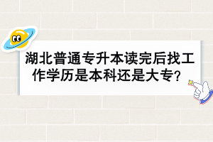 湖北普通專(zhuān)升本讀完后找工作學(xué)歷是本科還是大專(zhuān)？