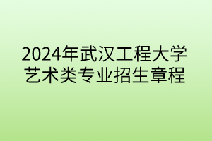 2024年武漢工程大學(xué)藝術(shù)類專業(yè)招生章程