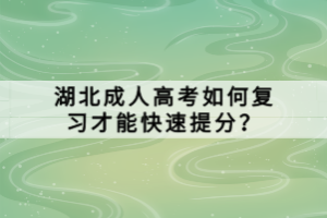 湖北成人高考如何復(fù)習(xí)才能快速提分？