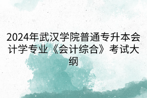 2024年武漢學(xué)院普通專升本會(huì)計(jì)學(xué)專業(yè)《會(huì)計(jì)綜合》考試大綱