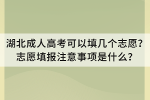 湖北成人高考可以填幾個(gè)志愿？志愿填報(bào)注意事項(xiàng)是什么？