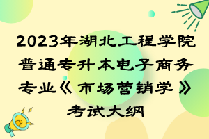 2023年湖北工程學院普通專升本電子商務(wù)專業(yè)《市場營銷學》考試大綱