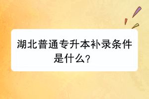 湖北普通專升本補錄條件是什么？