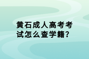 黃石成人高考考試怎么查學(xué)籍？