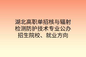 湖北高職單招核與輻射檢測防護(hù)技術(shù)專業(yè)公辦招生院校、就業(yè)方向