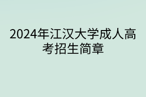 2024年江漢大學(xué)成人高考招生簡(jiǎn)章