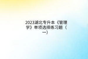 2023湖北專升本《管理學》單項選擇練習題（一）