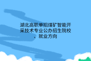 湖北高職單招煤礦智能開采技術(shù)專業(yè)公辦招生院校、就業(yè)方向