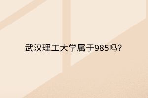 武漢理工大學屬于985嗎？