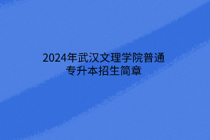 2024年武漢文理學院普通專升本招生簡章