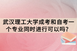 武漢理工大學成考和自考一個專業(yè)同時進行可以嗎？