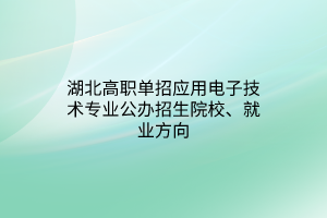 湖北高職單招應(yīng)用電子技術(shù)專業(yè)公辦招生院校、就業(yè)方向