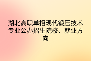 湖北高職單招現(xiàn)代鍛壓技術(shù)專業(yè)公辦招生院校、就業(yè)方向